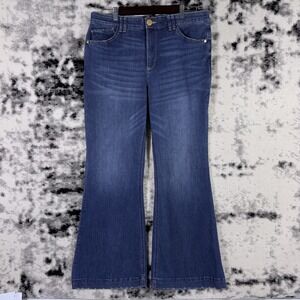 Democracy Jeans Womens Size 14 High Rise Flare Cowgirl Hippie Bohemian Stretch